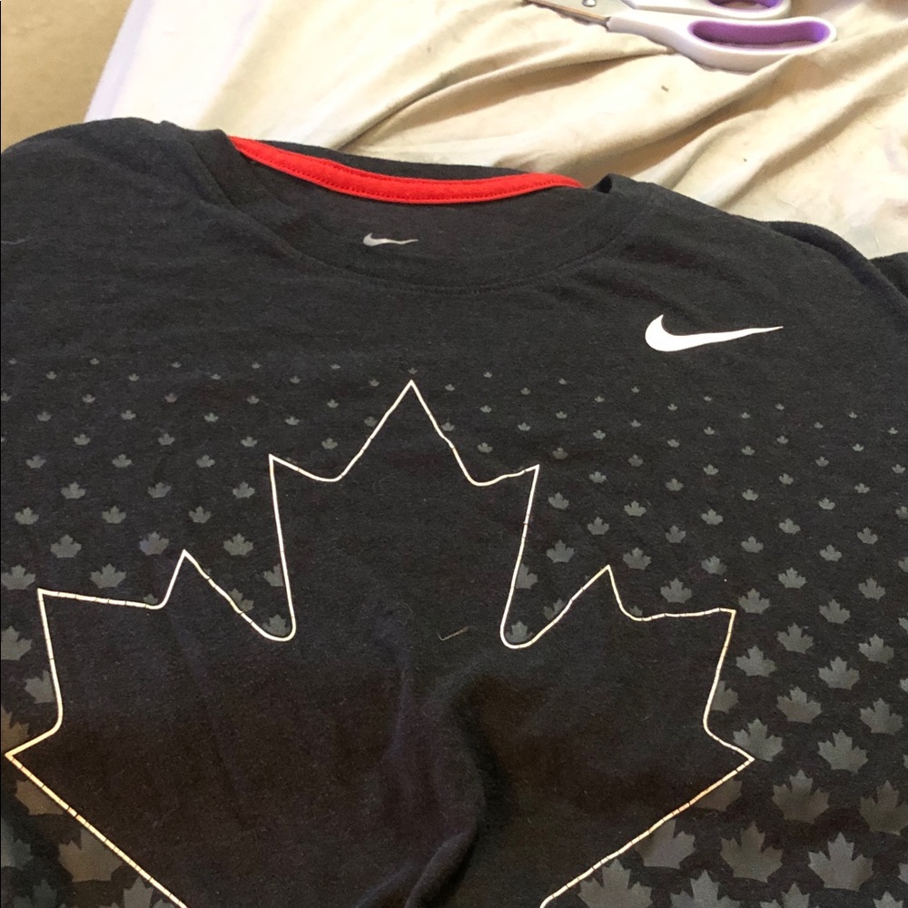 Nike Black Short Sleeve Tee with White Swoosh & Red Trim